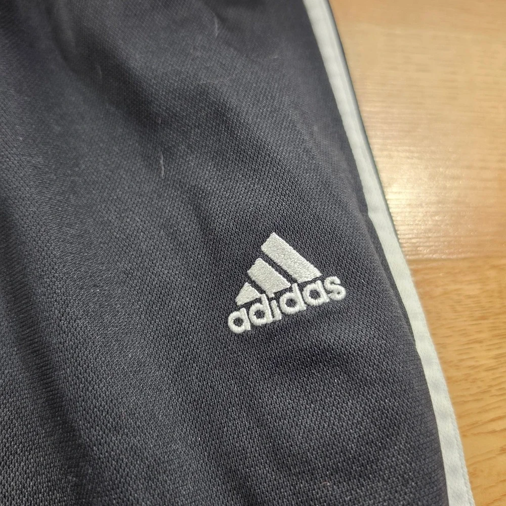 Vintage Adidas Track Pants Men XL Black 3-Stripe Athletic Baggy Straight Leg Y2k